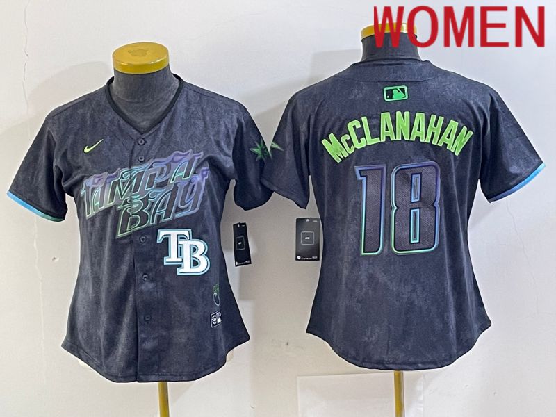 Women Tampa Bay Rays 18 Mcclanahan Nike MLB Limited City Connect Black 2024 Jersey style 5